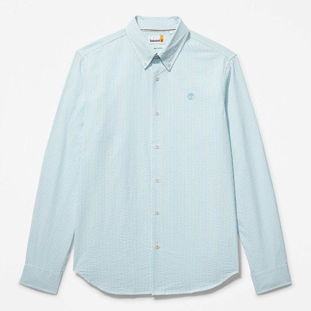 Mens Timberland Striped Seersucker Shirt for Men in Blue