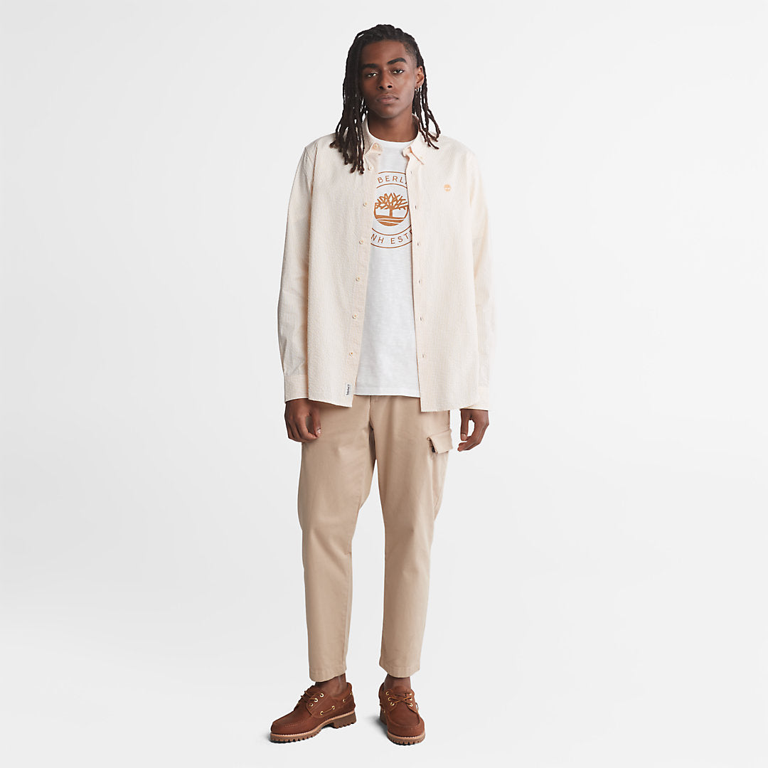 Mens Timberland Striped Seersucker Shirt for Men in Orange