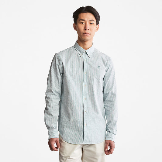 Mens Timberland Striped Seersucker Shirt for Men in Green