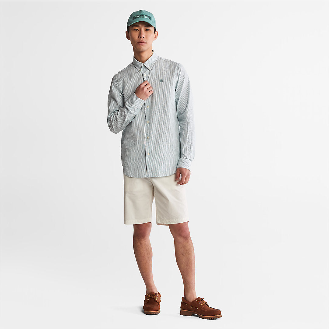 Mens Timberland Striped Seersucker Shirt for Men in Green