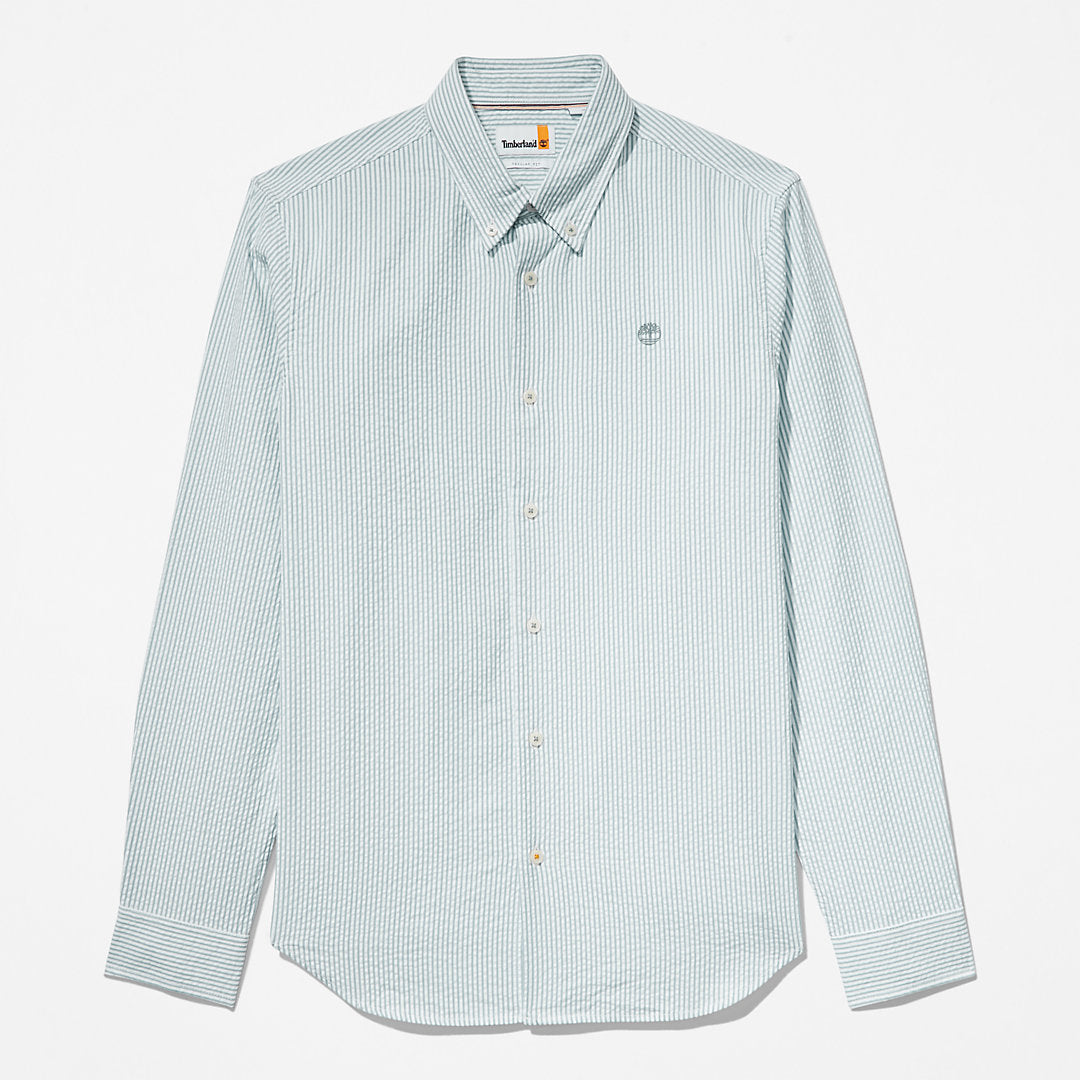 Mens Timberland Striped Seersucker Shirt for Men in Green