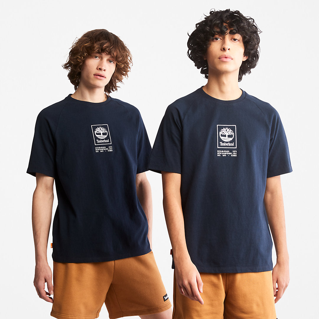 Mens Timberland Stacked Logo T-shirt for All Gender in Navy