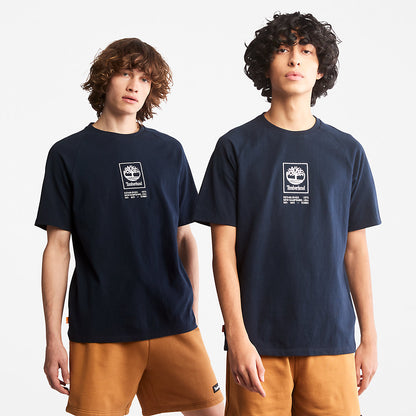 Mens Timberland Stacked Logo T-shirt for All Gender in Navy