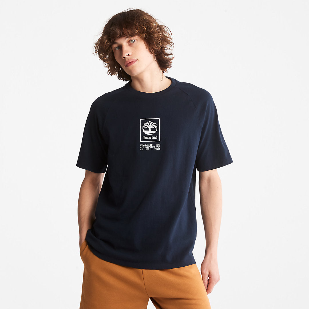 Mens Timberland Stacked Logo T-shirt for All Gender in Navy
