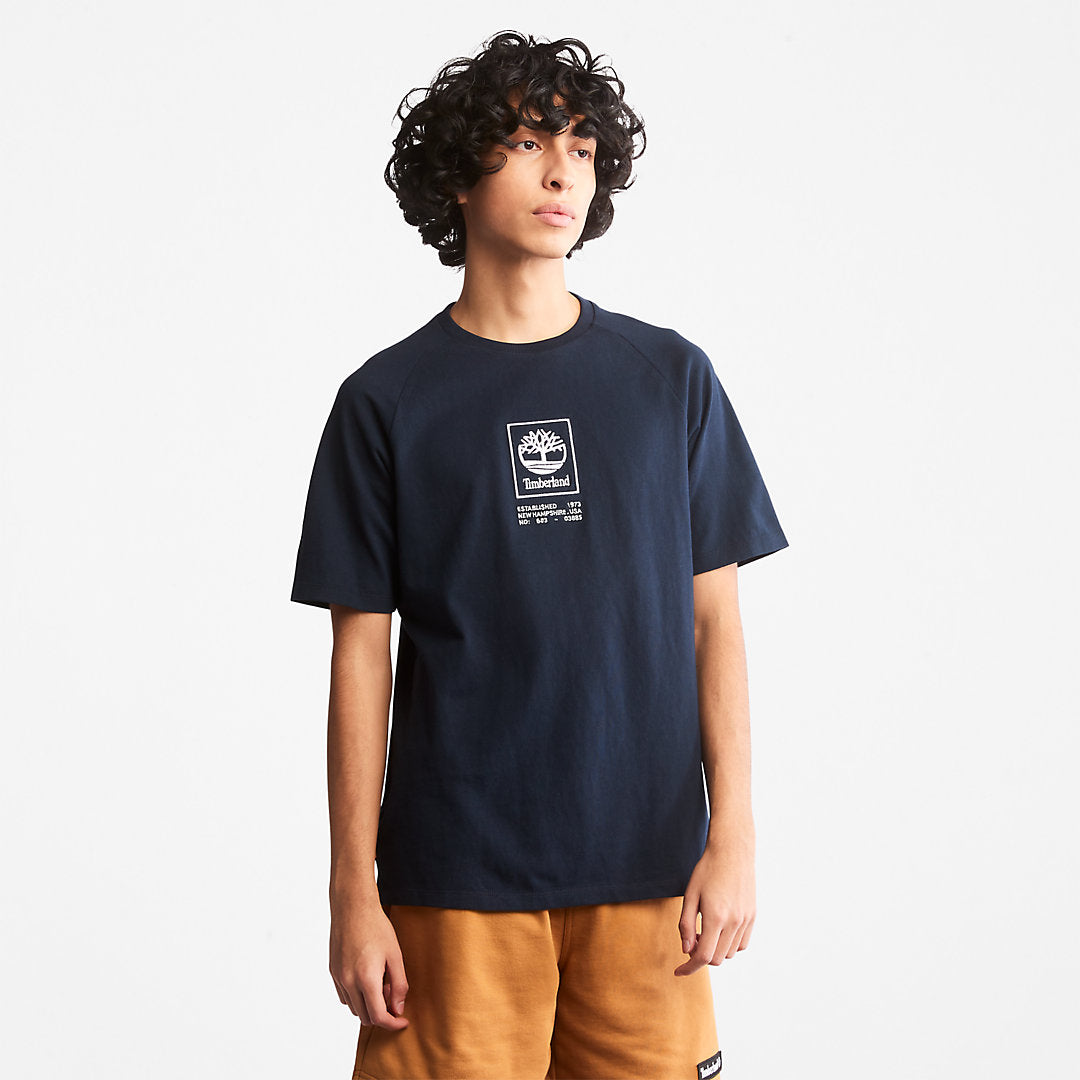 Mens Timberland Stacked Logo T-shirt for All Gender in Navy