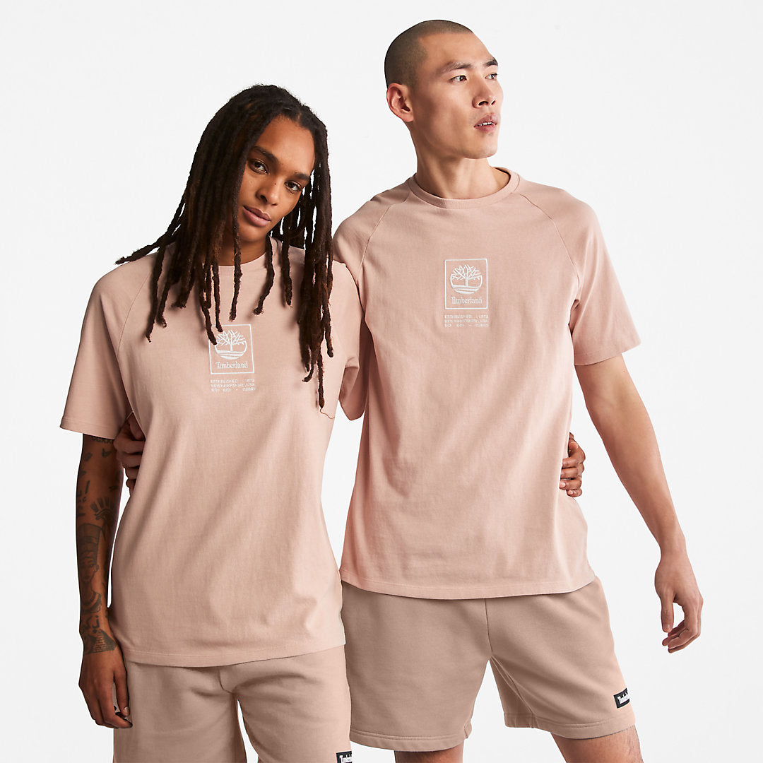 Mens Timberland Stacked Logo T-shirt for All Gender in Light Pink