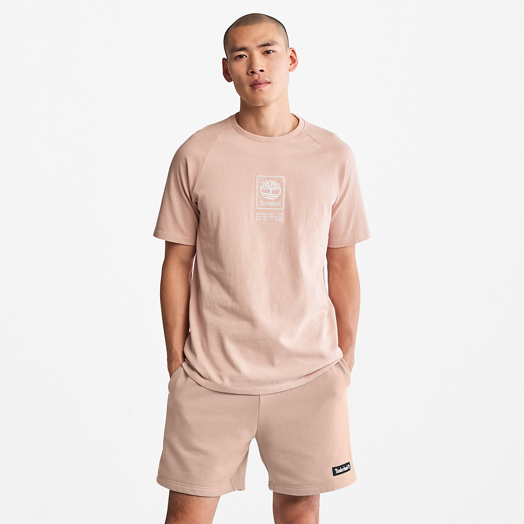 Mens Timberland Stacked Logo T-shirt for All Gender in Light Pink