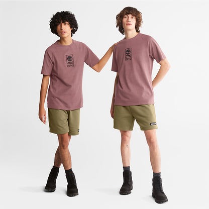 Mens Timberland Stacked Logo T-shirt for Men in Dark Pink