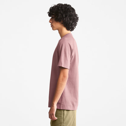 Mens Timberland Stacked Logo T-shirt for Men in Dark Pink