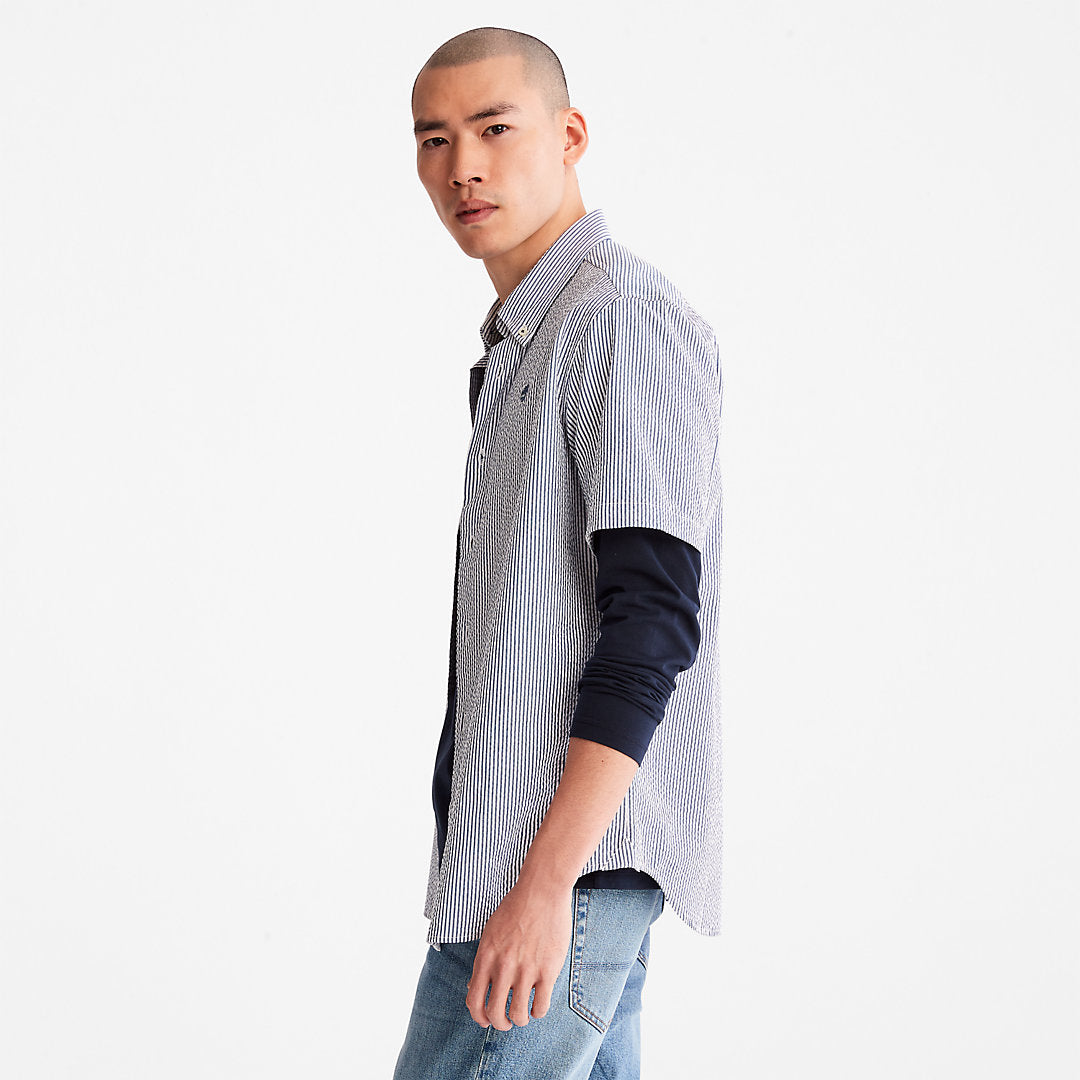 Mens Timberland SS Seersucker Shirt for Men in Blue
