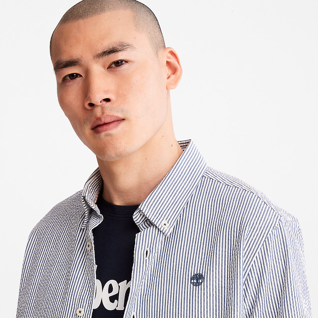 Mens Timberland SS Seersucker Shirt for Men in Blue