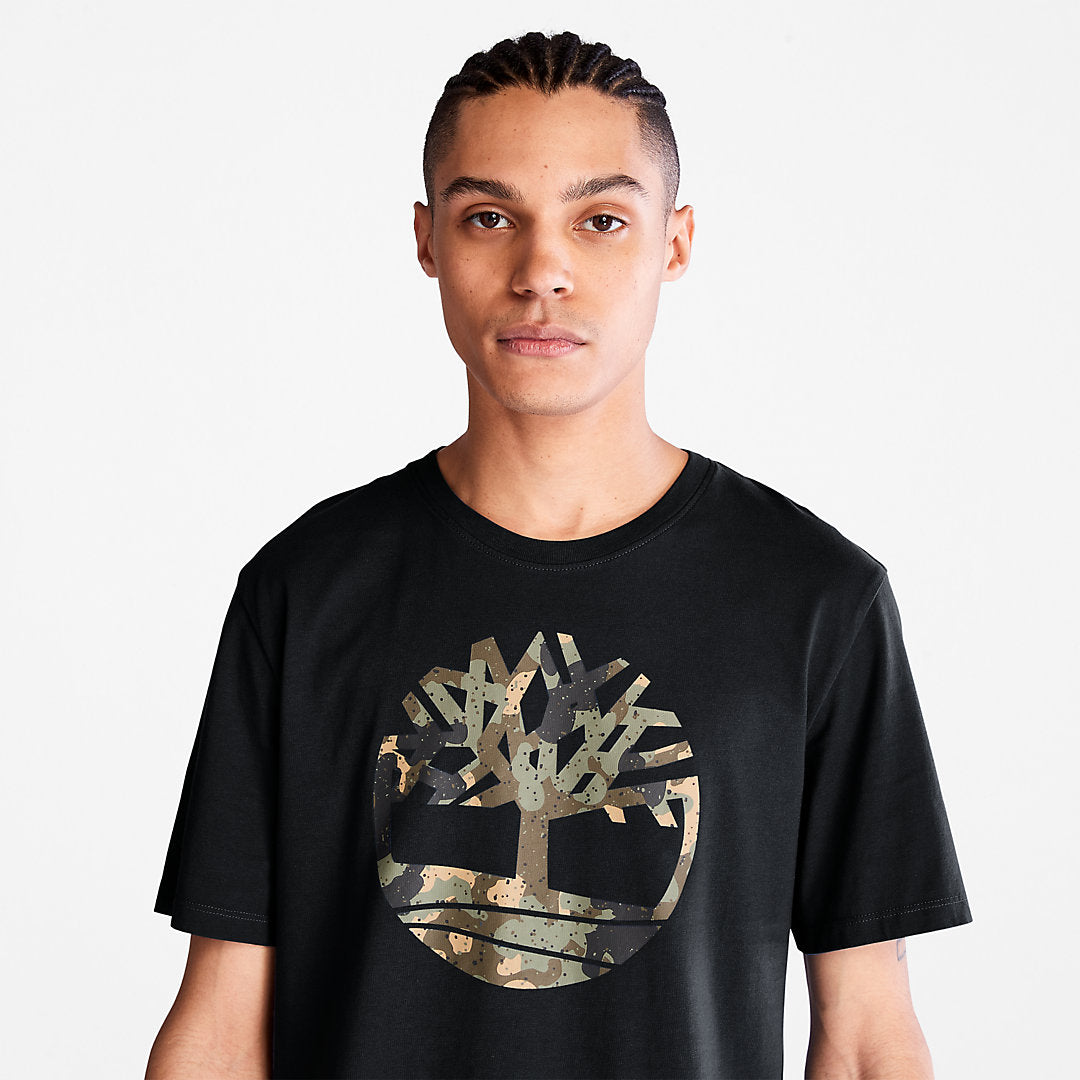 Mens Timberland Camo-Logo T-Shirt for Men in Black
