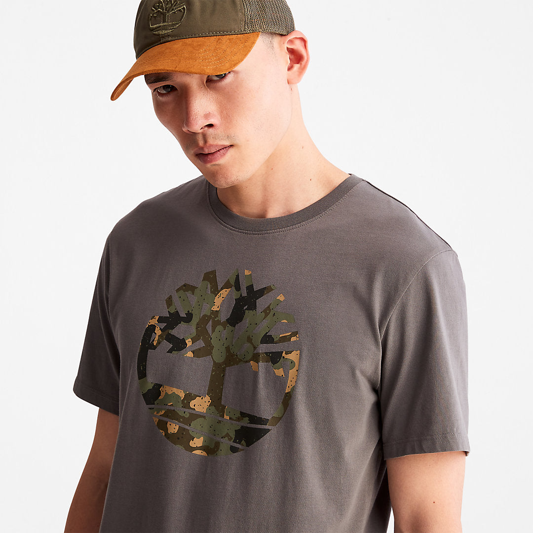 Mens Timberland Camo-Logo T-Shirt for Men in Grey
