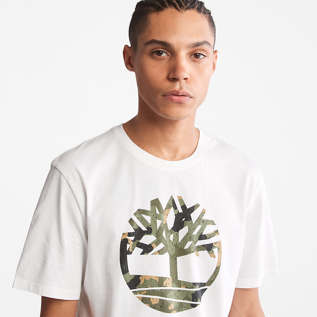 Mens Timberland Camo-Logo T-Shirt for Men in White