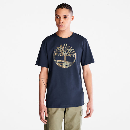 Mens Timberland Camo-Logo T-Shirt for Men in Navy