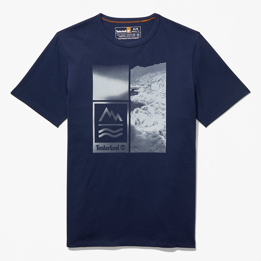 Mens Timberland Mountains-to-Rivers Print T-Shirt for Men in Blue