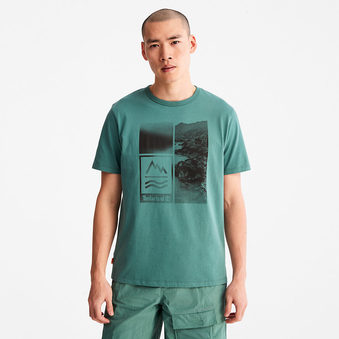 Mens Timberland Mountains-to-Rivers Print T-Shirt for Men in Green