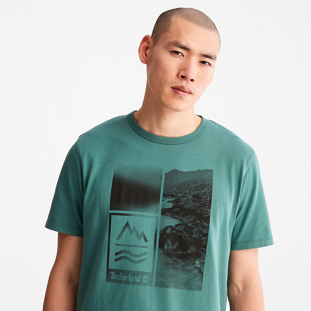 Mens Timberland Mountains-to-Rivers Print T-Shirt for Men in Green