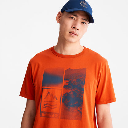 Mens Timberland Mountains-to-Rivers Print T-Shirt for Men in Orange