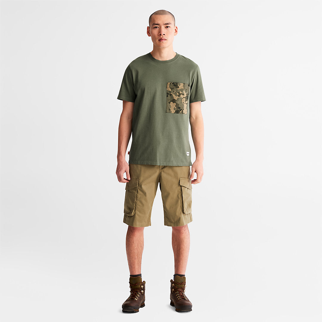 Mens Timberland Outdoor Heritage Camo-Pocket T-Shirt for Men in Dark Green