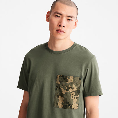 Mens Timberland Outdoor Heritage Camo-Pocket T-Shirt for Men in Dark Green