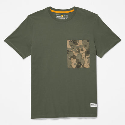 Mens Timberland Outdoor Heritage Camo-Pocket T-Shirt for Men in Dark Green