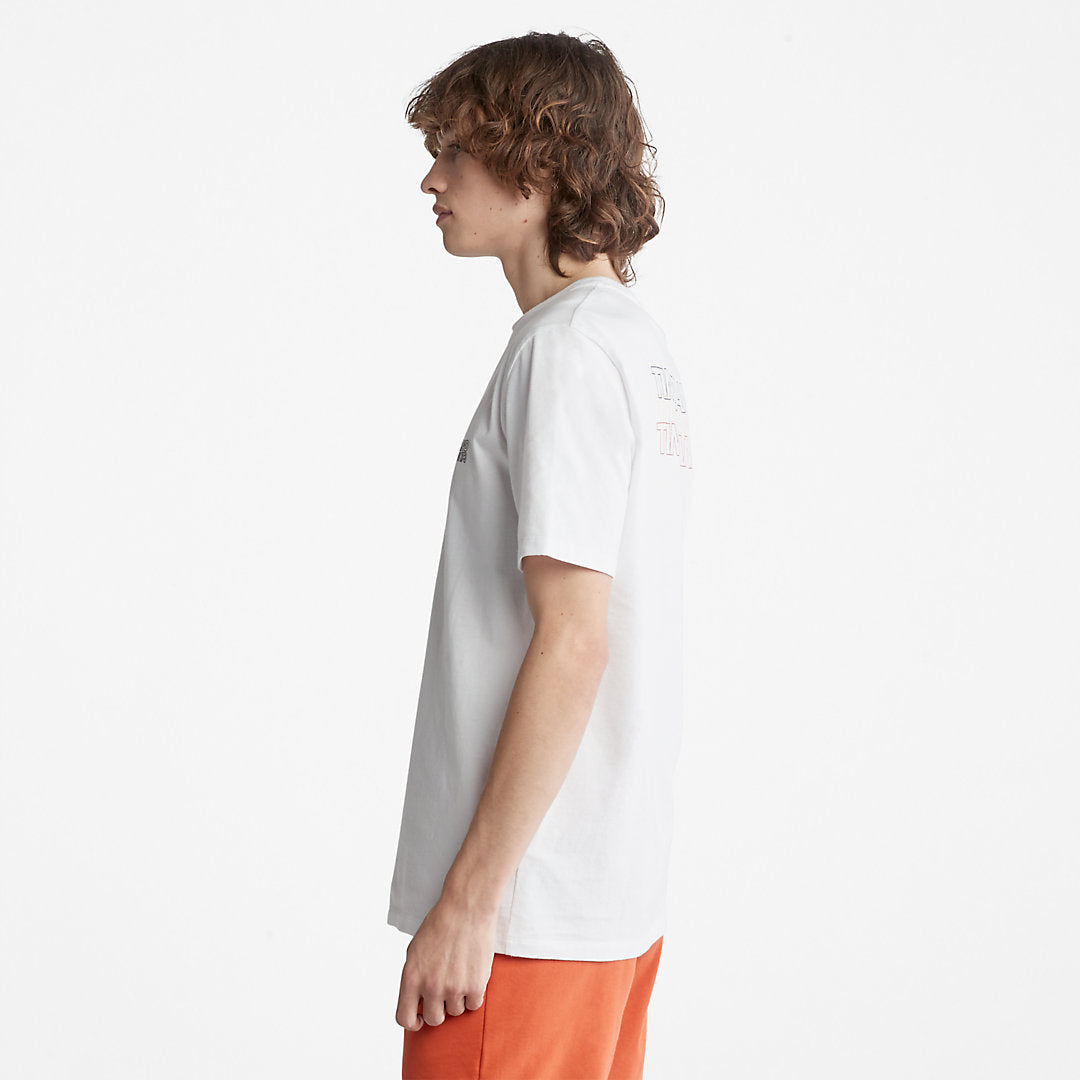 Mens Timberland Outdoor Heritage Stacked-Logo T-Shirt for Men in White