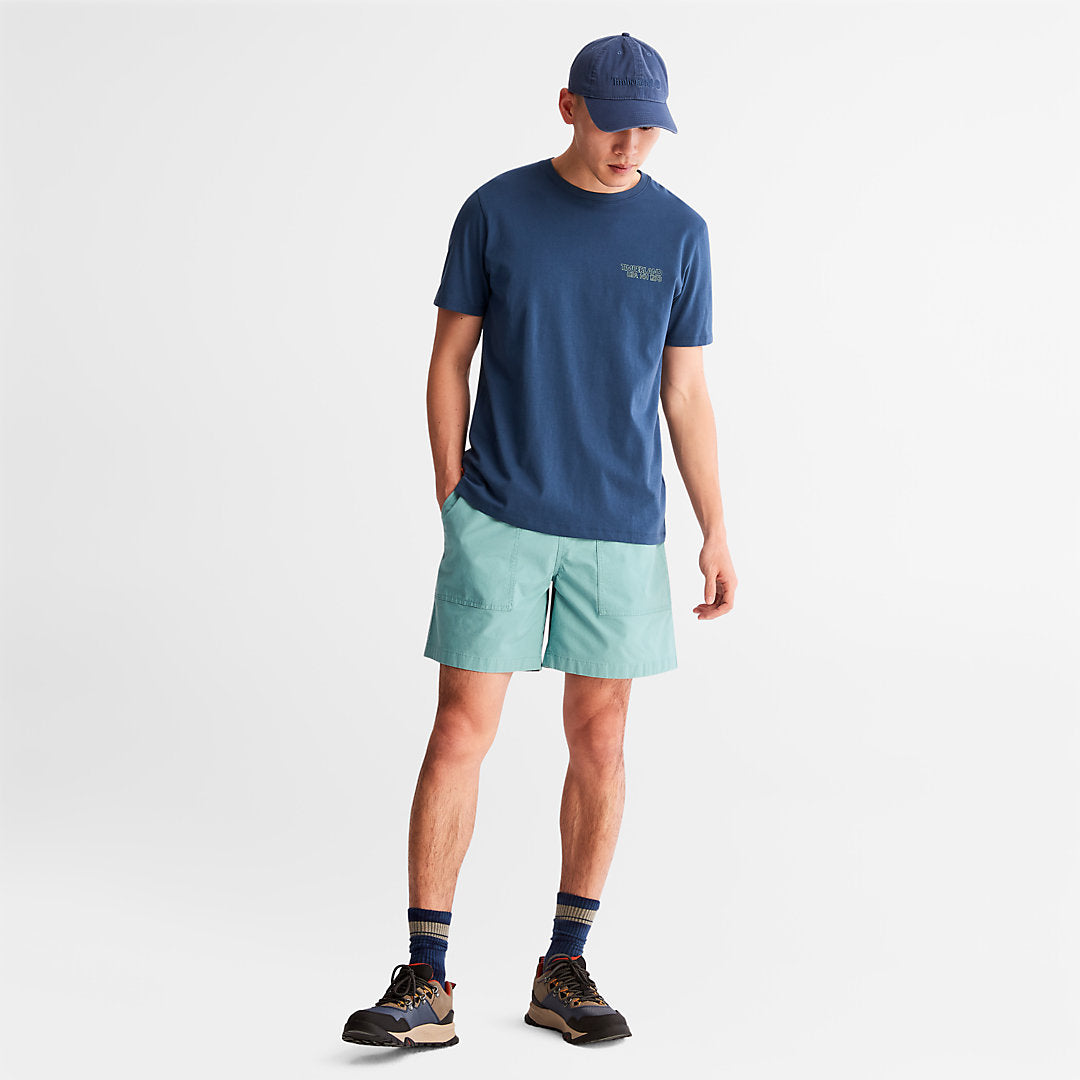 Mens Timberland Outdoor Heritage Stacked-Logo T-Shirt for Men in Blue