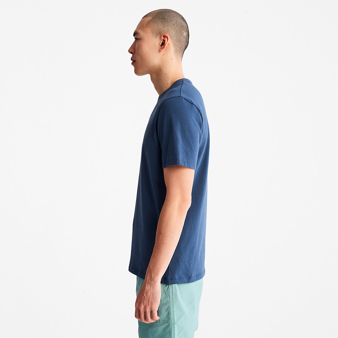 Mens Timberland Outdoor Heritage Stacked-Logo T-Shirt for Men in Blue