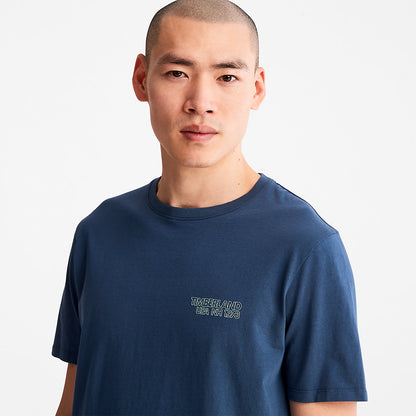 Mens Timberland Outdoor Heritage Stacked-Logo T-Shirt for Men in Blue