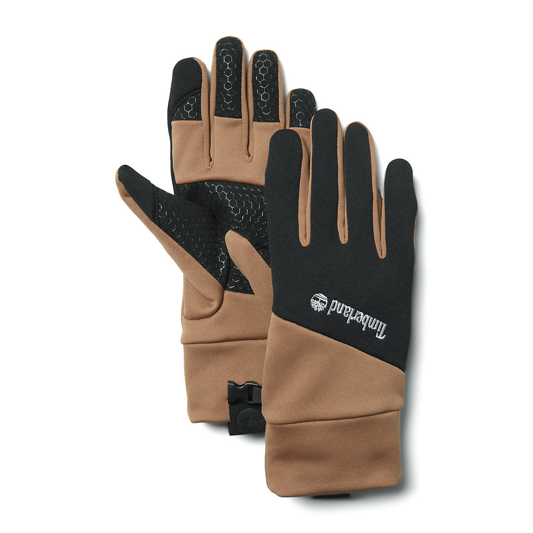 Mens Timberland Colour-Block Stretch Fleece Gloves for Men in Yellow