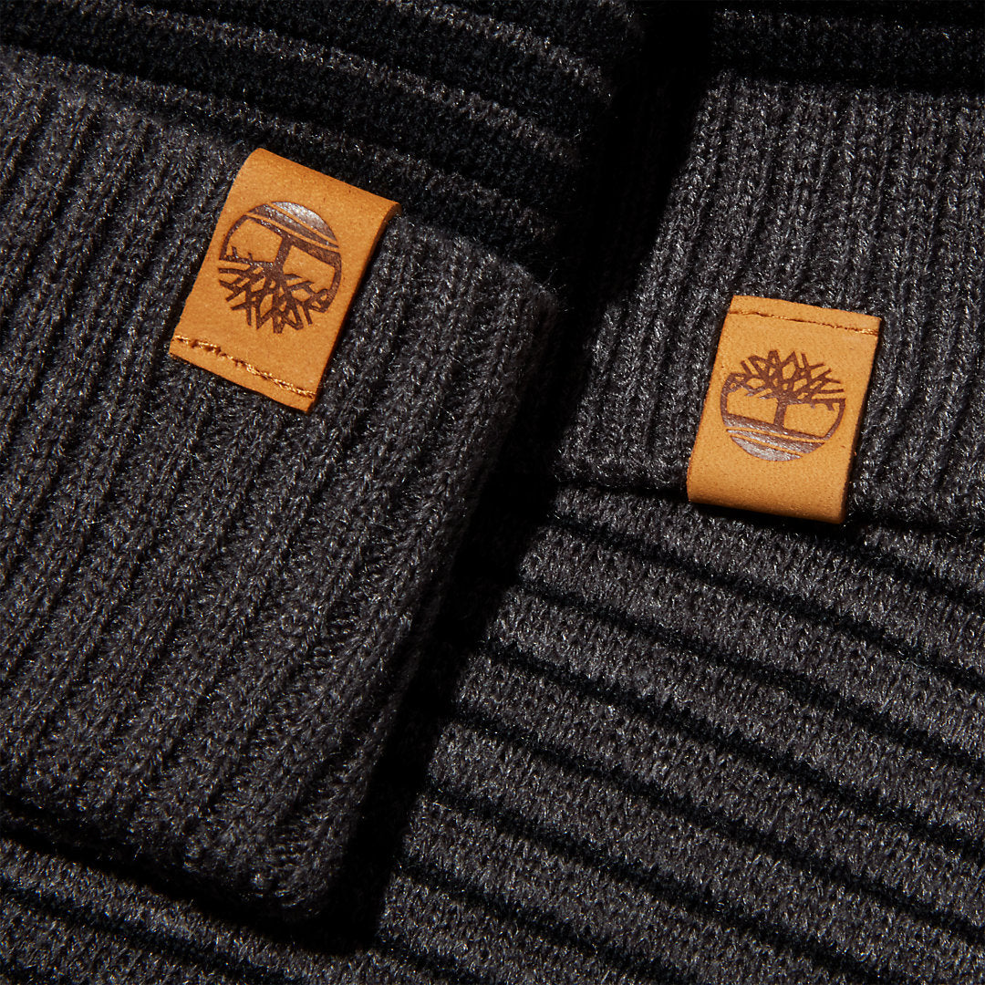 Mens Timberland Ottoman-Rib Beanie and Scarf Gift Set for Men in Grey