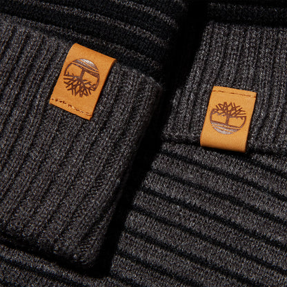 Mens Timberland Ottoman-Rib Beanie and Scarf Gift Set for Men in Grey