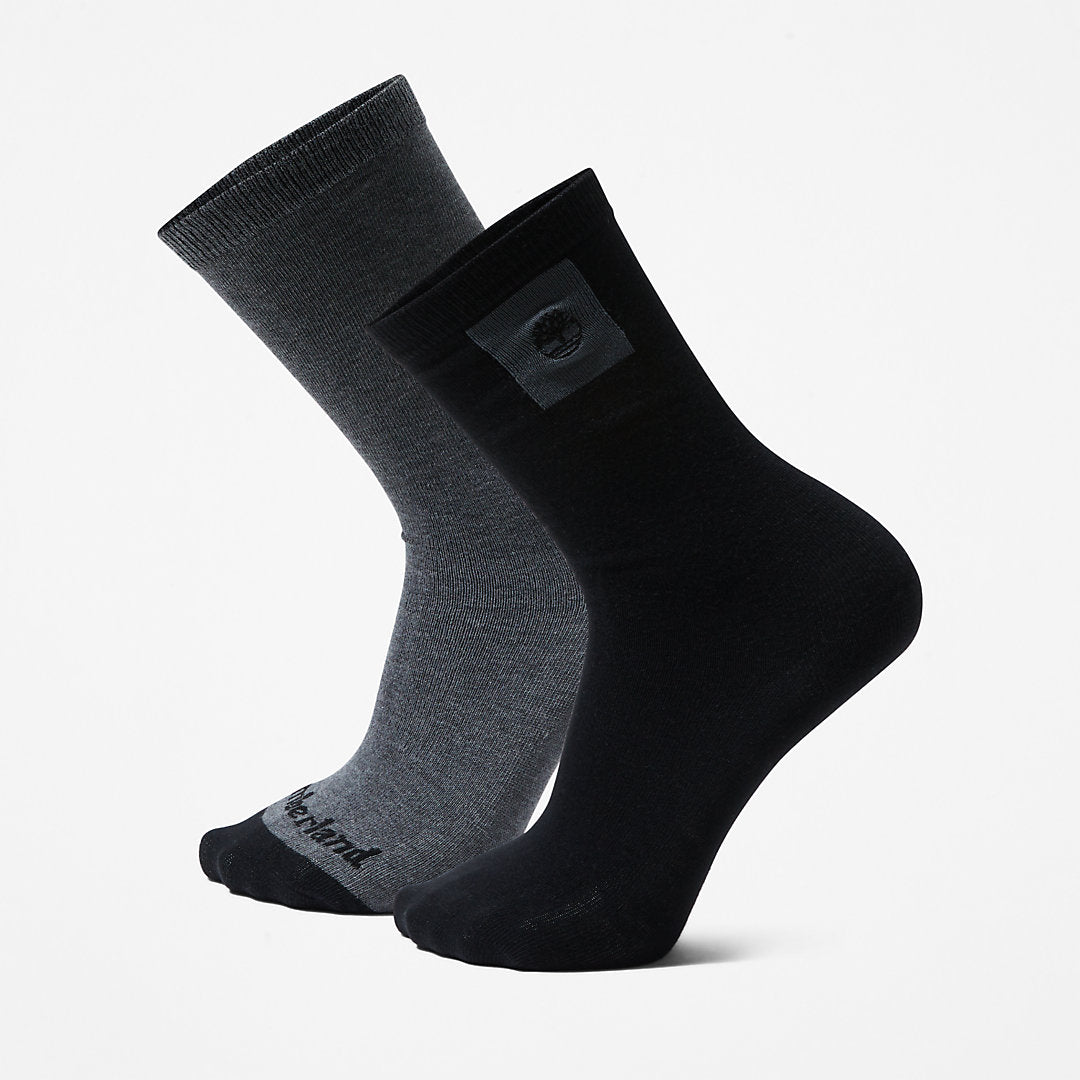 Mens Timberland 2-Pack Crew Socks for Men in Black