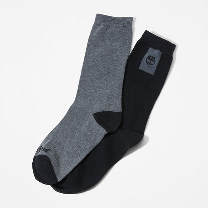 Mens Timberland 2-Pack Crew Socks for Men in Black
