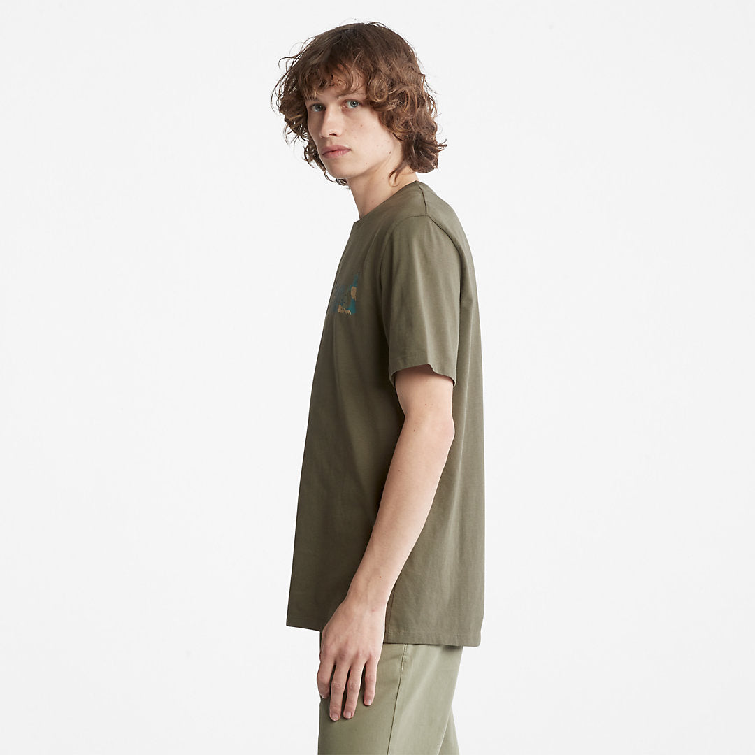 Mens Timberland Camo-Logo T-Shirt for Men in Dark Green