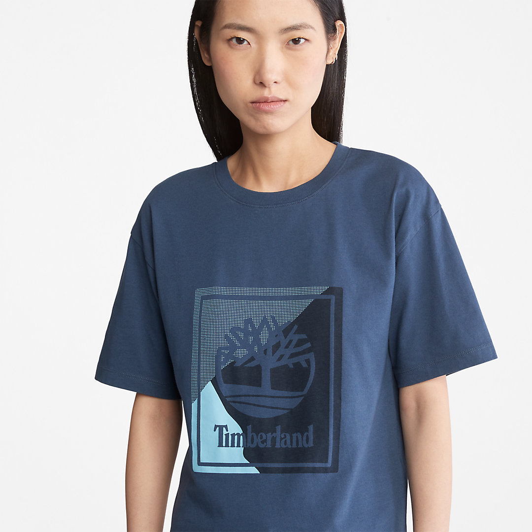 Womens Timberland Logo Graphic T-Shirt for Women in Blue