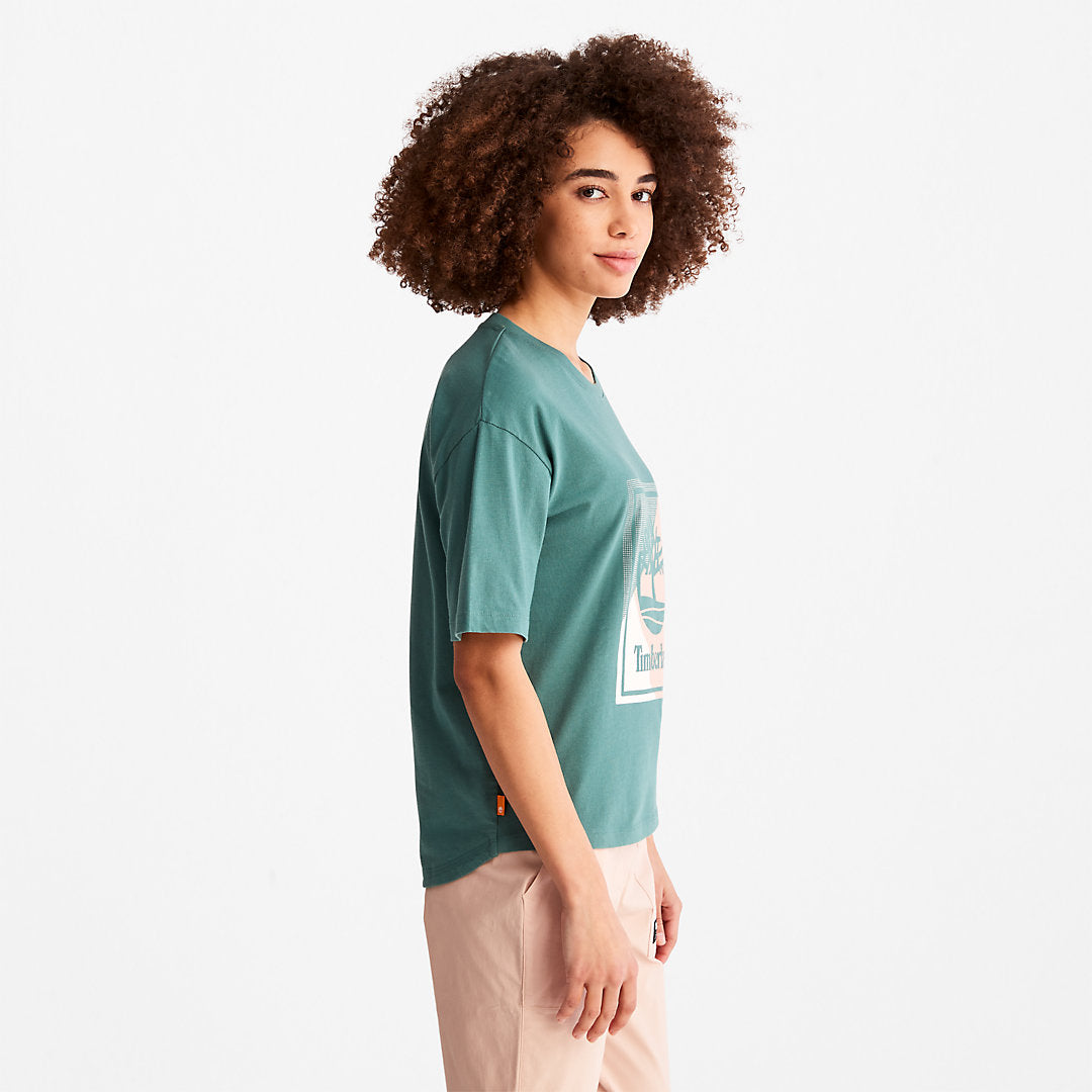 Womens Timberland Logo Graphic T-Shirt for Women in Teal