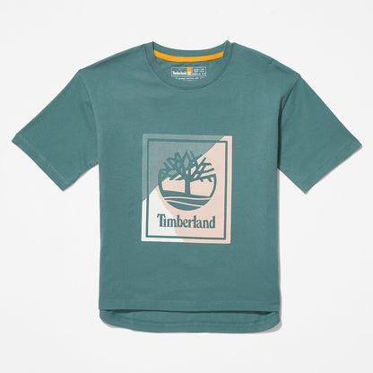 Womens Timberland Logo Graphic T-Shirt for Women in Teal