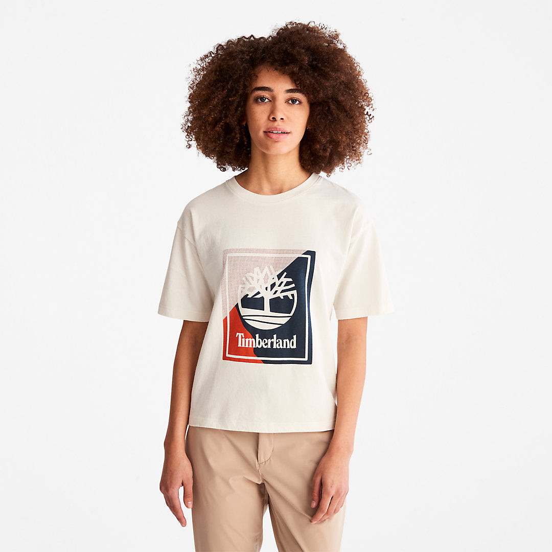 Womens Timberland Logo Graphic T-Shirt for Women in White