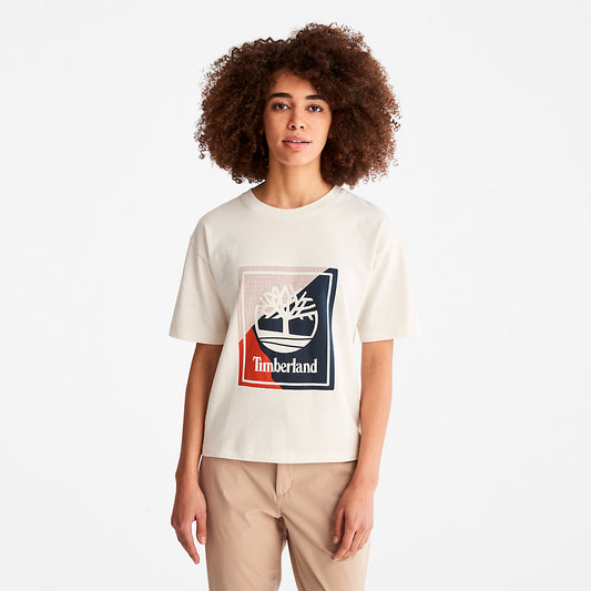 Womens Timberland Logo Graphic T-Shirt for Women in White