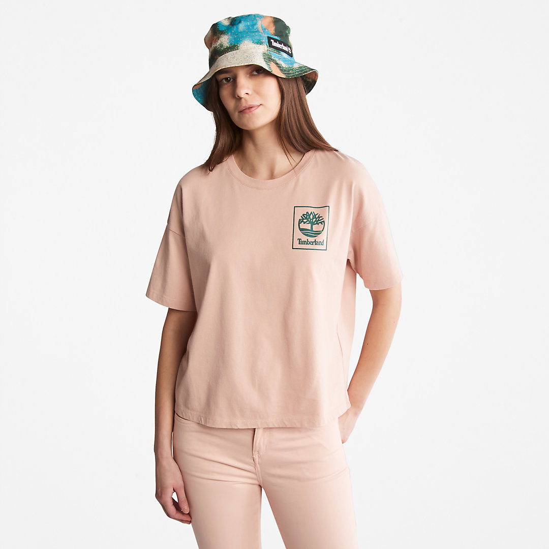 Womens Timberland Back Graphic Logo T-Shirt for Women in Pink