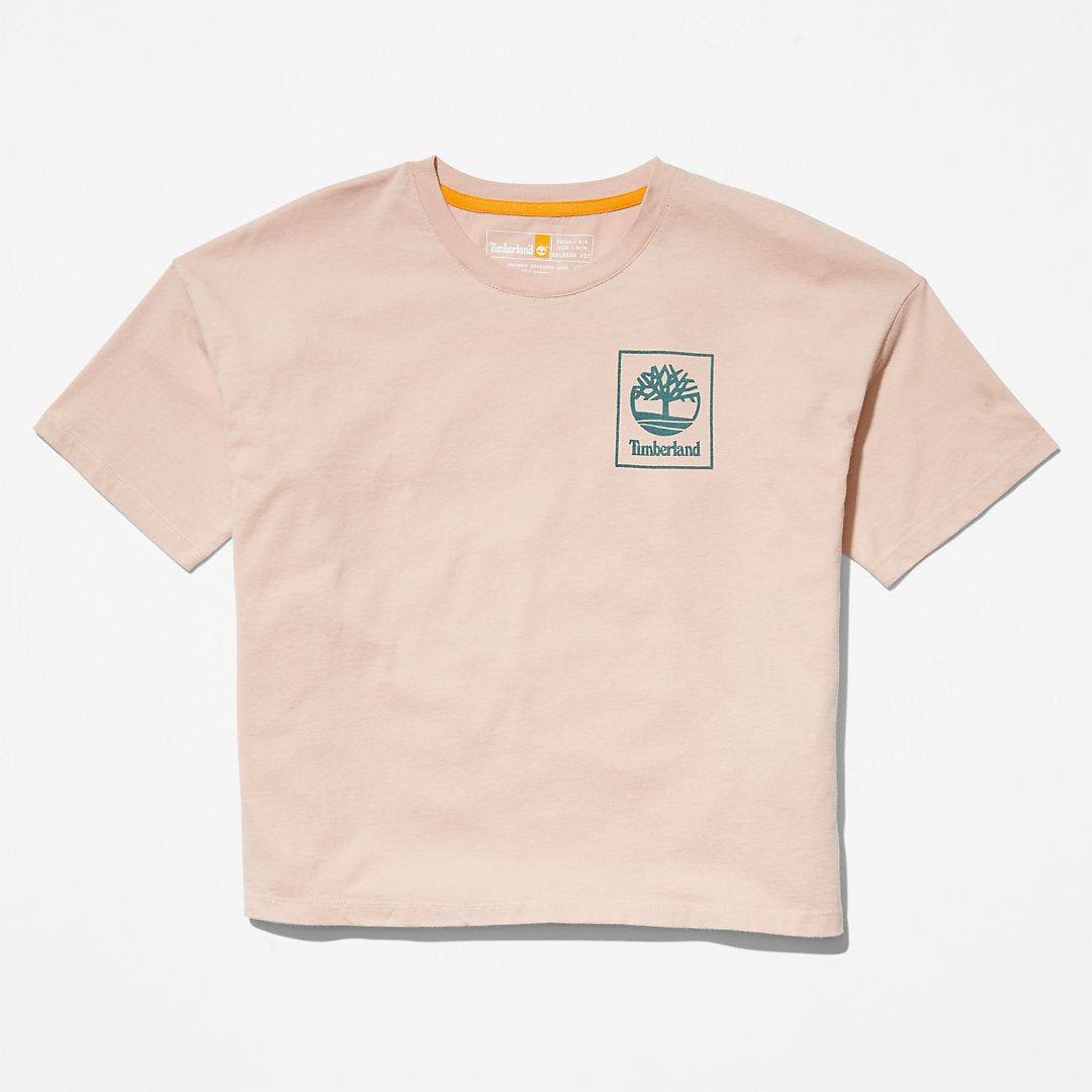Womens Timberland Back Graphic Logo T-Shirt for Women in Pink