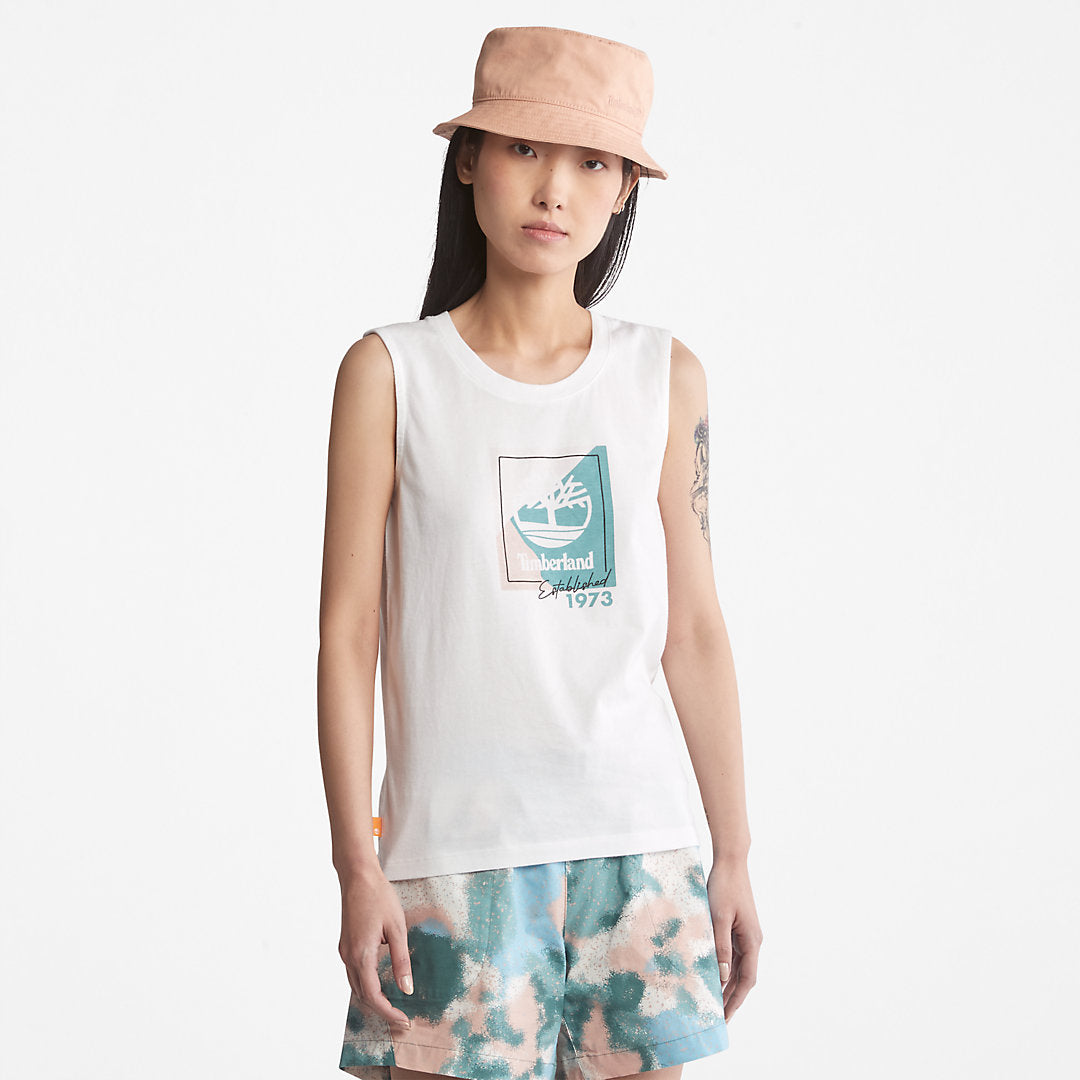 Womens Timberland Logo Tank Top for Women in White