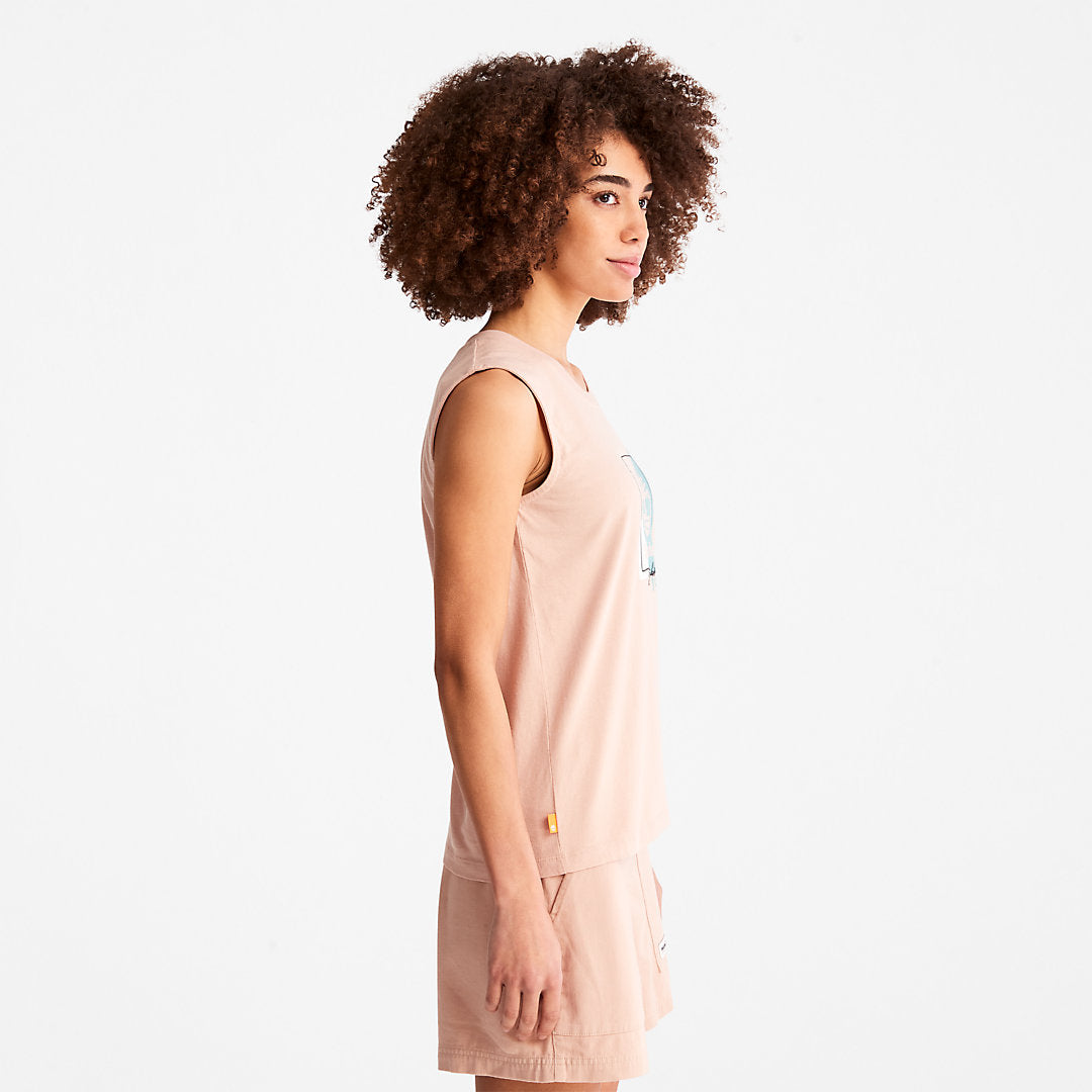 Womens Timberland Logo Tank Top for Women in Light Pink