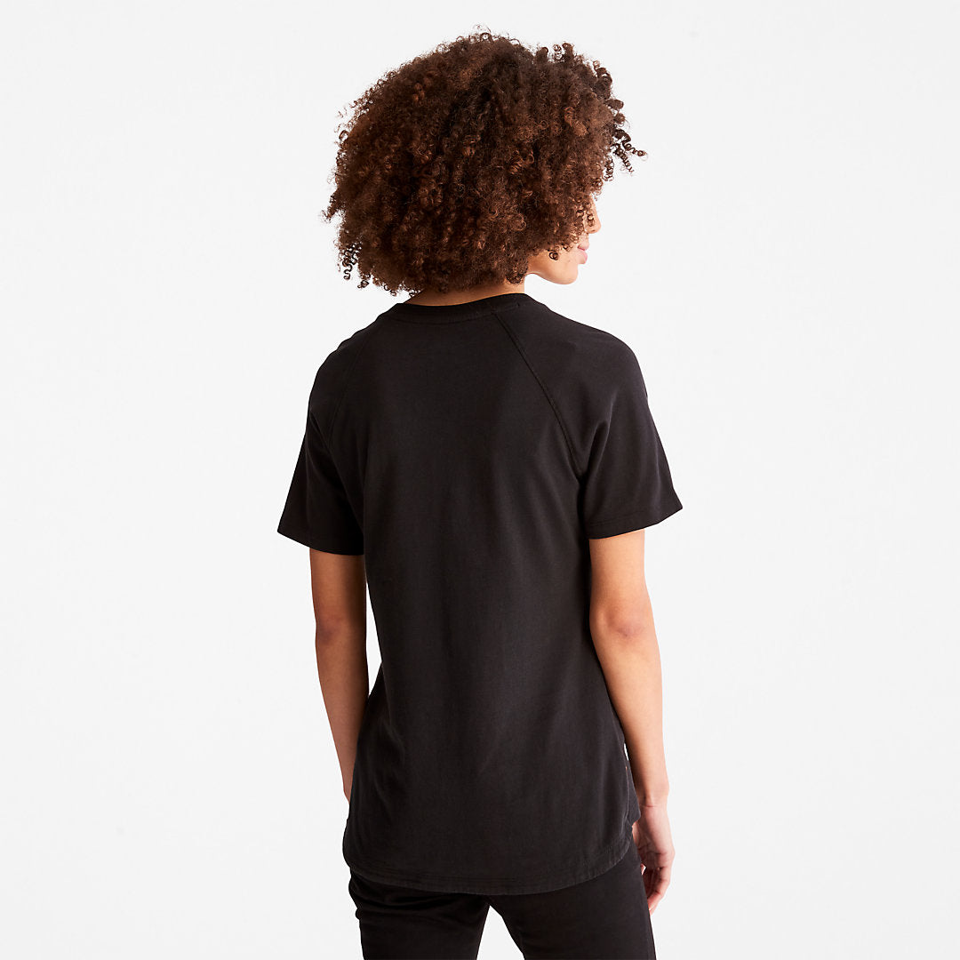 Womens Timberland Raglan-sleeve Logo T-Shirt for Women in Black