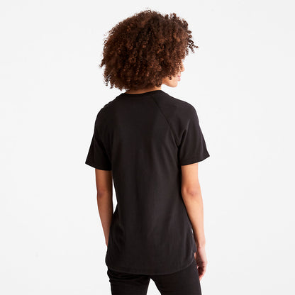 Womens Timberland Raglan-sleeve Logo T-Shirt for Women in Black