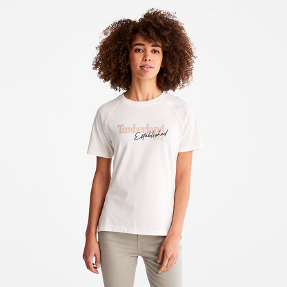 Womens Timberland Raglan-sleeve Logo T-Shirt for Women in White