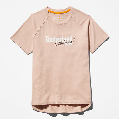 Womens Timberland Raglan-sleeve Logo T-Shirt for Women in Light Pink