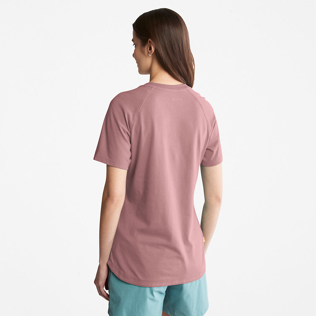 Womens Timberland Raglan-sleeve Logo T-Shirt for Women in Pink